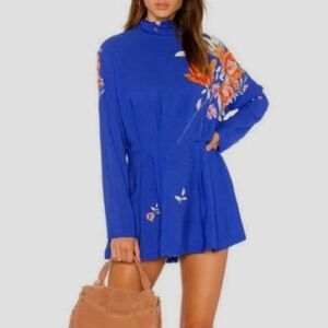 Free People Gemma floral blue tunic mini Dress